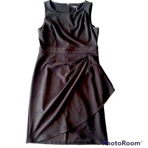 Basic black wrap dress stretch fabric DKNY office casual wear